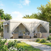 3x6m Pop Up Garden Gazebo with Adjustable Height and Detachable Sides for Outdoor Shelter and Events Outsunny