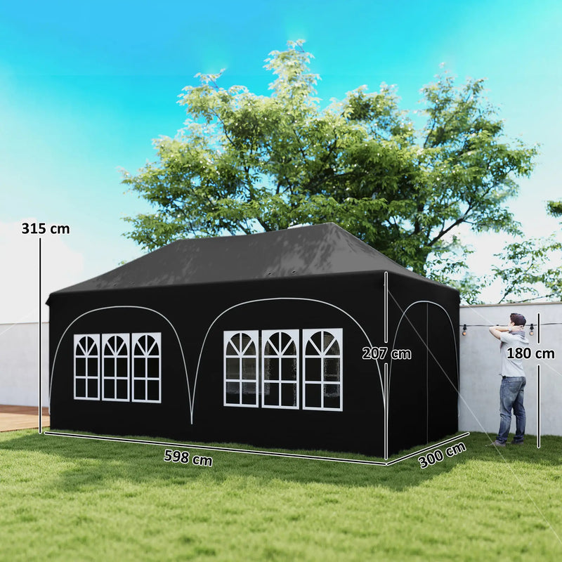 3x6m Pop Up Gazebo for Garden Parties And Events with Removable Sidewalls and UPF30+ Sun Protection Outsunny
