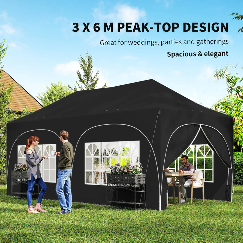 3x6m Pop Up Gazebo for Garden Parties And Events with Removable Sidewalls and UPF30+ Sun Protection Outsunny