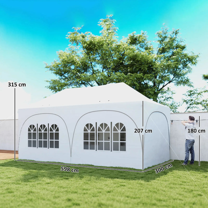 3x6m Pop Up Gazebo for Garden Parties And Events with Removable Sidewalls and UPF30+ Sun Protection Outsunny