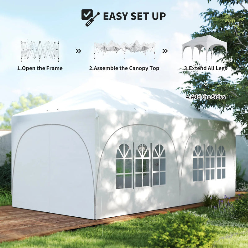 3x6m Pop Up Gazebo for Garden Parties And Events with Removable Sidewalls and UPF30+ Sun Protection Outsunny