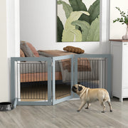 Grey Foldable Pet Gate with Three Panels and Two Support Feet by PawHut