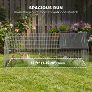 Outdoor Rabbit Run With Shaded Canopy for Safe and Easy Garden Time Black Silver Pawhut