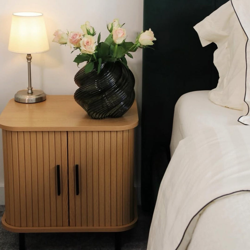 Bedside Table with Sliding Door for Tidy Bedroom Storage and Easy Access