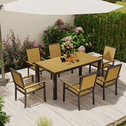 6 Seater Garden Dining Set with Stackable Chairs and Aluminium Frame by Outsunny