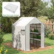 Walk In PE Greenhouse Cover Replacement With Roll Up Door And Windows For Garden, White