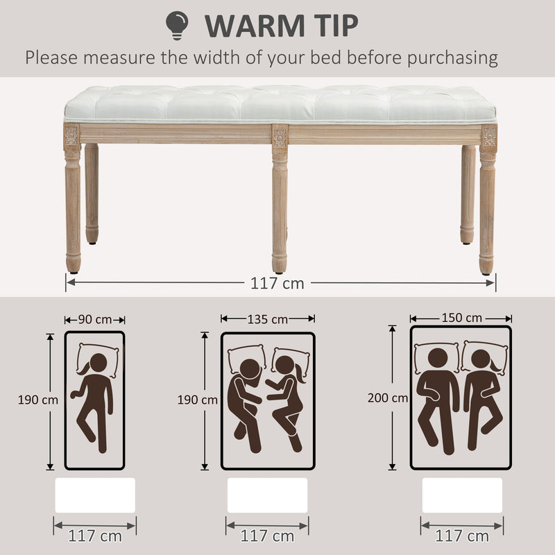 Vintage French Style Bed End Bench Cream White by HOMCOM