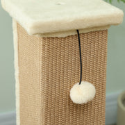 81cm Beige Cat Scratcher with Jute Rope Hanging Ball and Soft Plush Cover by PawHut