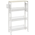 3 Tier Kitchen Trolley with Steel Wire Storage Baskets Ideal for Food Prep White AOSOM