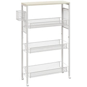 3 Tier Kitchen Trolley with Steel Wire Storage Baskets Ideal for Food Prep White AOSOM