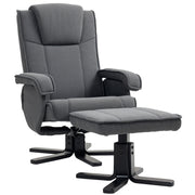 Charcoal Grey Velvet Rocker Swivel Recliner Chair with Footstool for Home Comfort