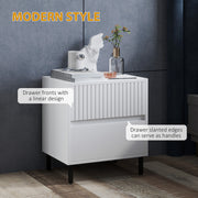 White Two Drawer Bedside Table with Black Legs by HOMCOM