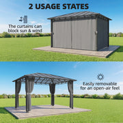 3x4m Garden Gazebo with Polycarbonate Hardtop Roof for Year Round Shelter and Privacy Dark Grey Outsunny