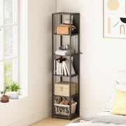 5 Tier Industrial Style Bookshelf with Sturdy Steel Frame for Home or Office, Grey