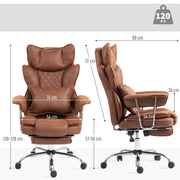 Dark Brown Reclining Office Chair With Lumbar Support Ideal For All Day Comfort