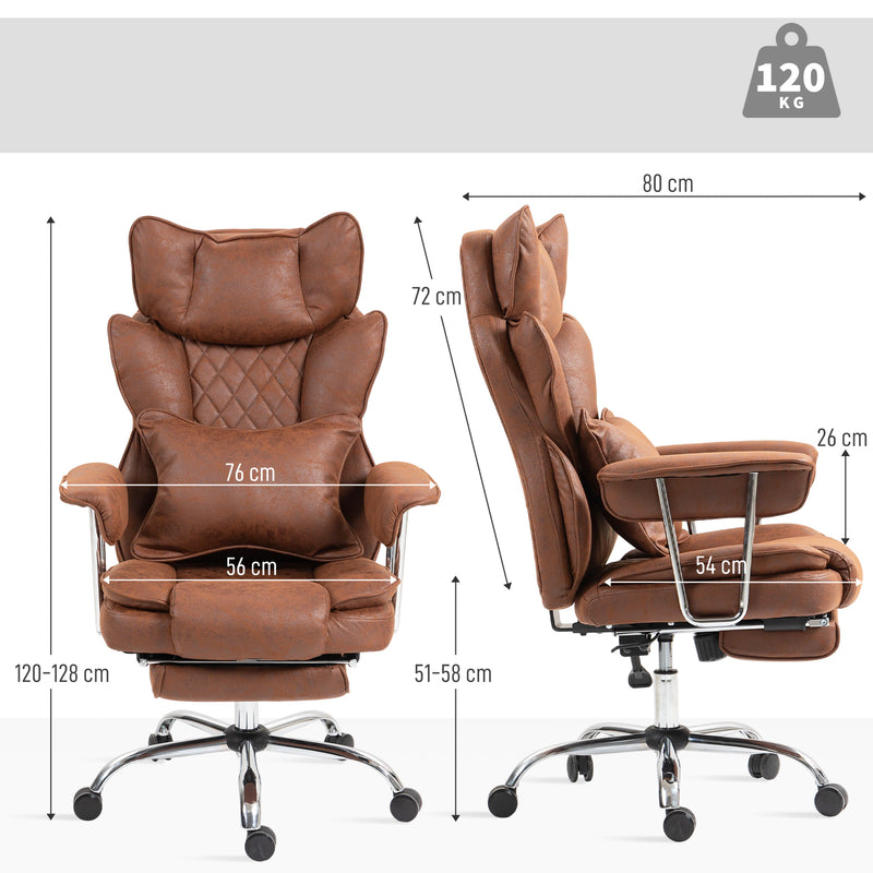 Dark Brown Reclining Office Chair With Lumbar Support Ideal For All Day Comfort