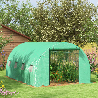 Large Polytunnel Greenhouse With Built In Sprinkler System For Garden Growing Green