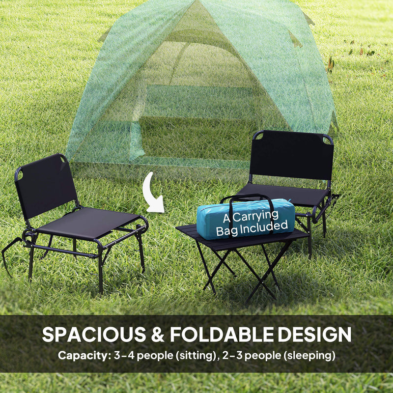 Dome Camping Tent for 3 People Quick Setup Waterproof Shelter with Mesh Windows Navy Blue
