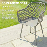 Garden Dining Chairs Set of 4 with Comfortable Support and Easy Care Grey Outsunny