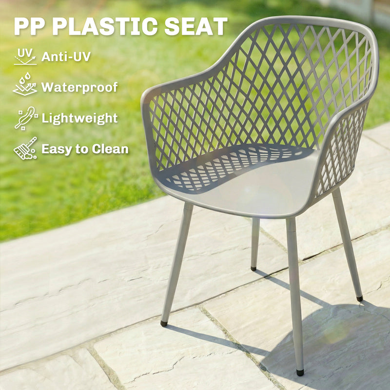 Garden Dining Chairs Set of 4 with Comfortable Support and Easy Care Grey Outsunny
