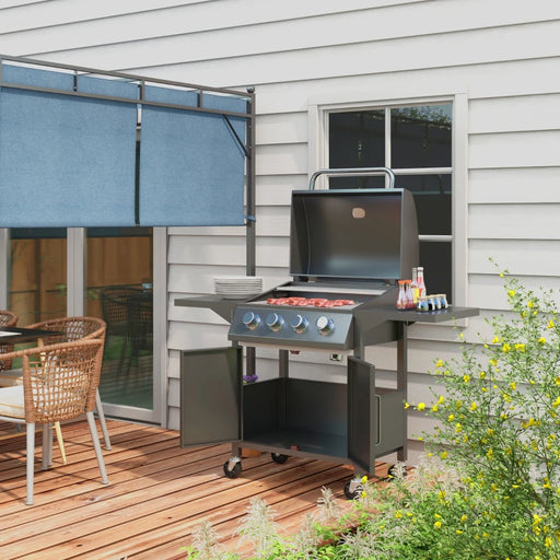 Image of a 4 Burner Gas BBQ Grill With Side Shelves