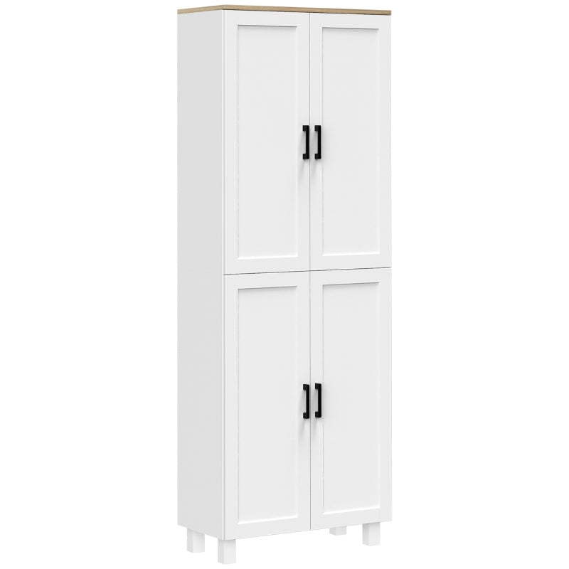 4-Door Kitchen Cupboard, Adjustable Shelves, White