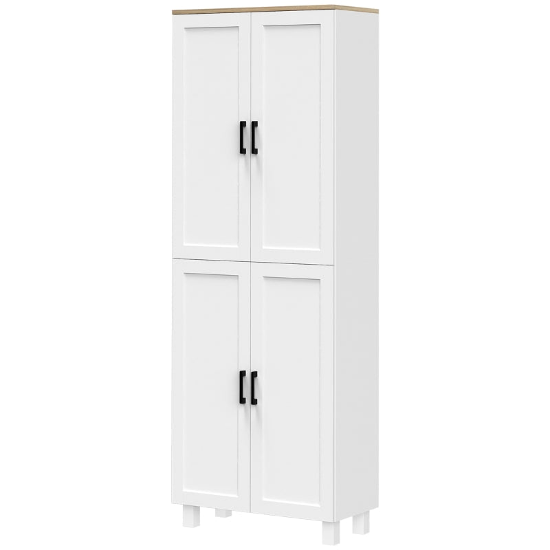 4-Door Kitchen Cupboard, Adjustable Shelves, White