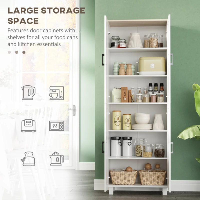 4-Door Kitchen Cupboard, Adjustable Shelves, White