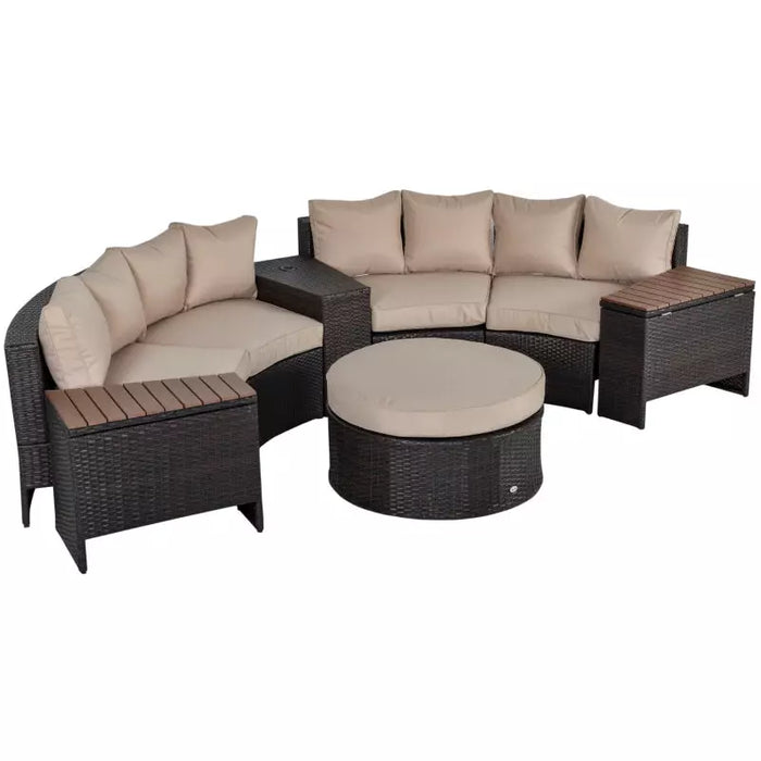 4 Seater Rattan Sofa Set with Side Tables