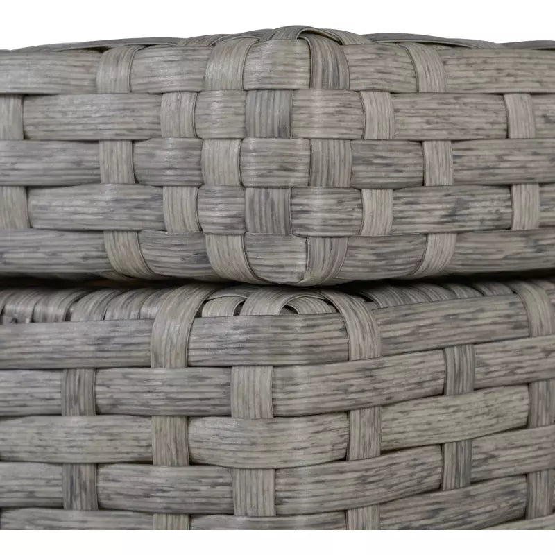 Outsunny Rattan Sofa Set with Storage, Glass Table, Grey