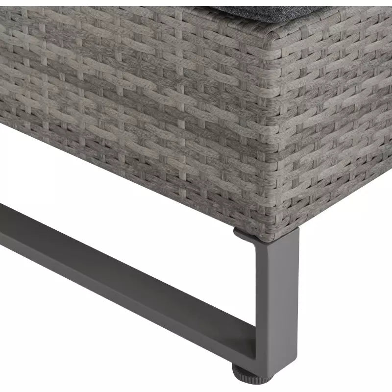 Outsunny Rattan Sofa Set with Storage, Glass Table, Grey