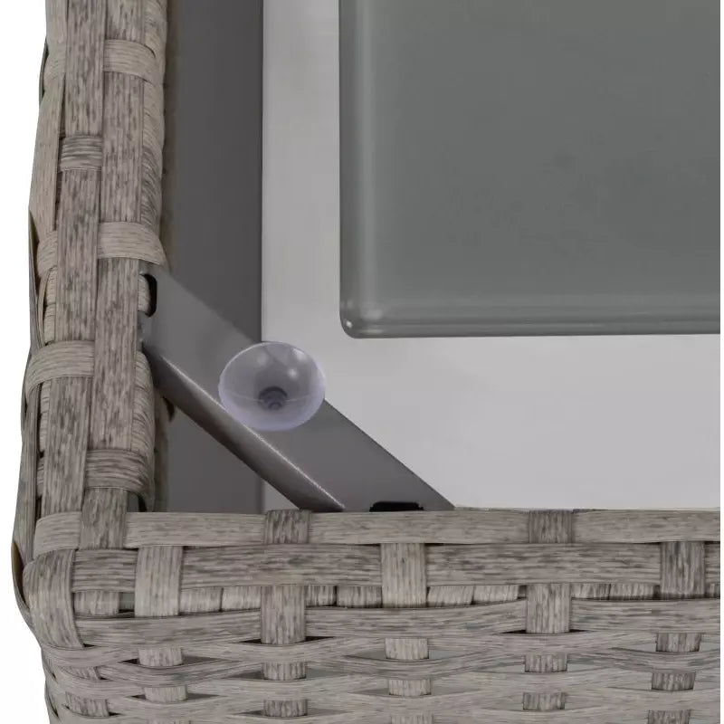 Outsunny Rattan Sofa Set with Storage, Glass Table, Grey