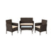 Image of a 4 Piece Brown Rattan Patio Furniture Set With Taupe Cushions