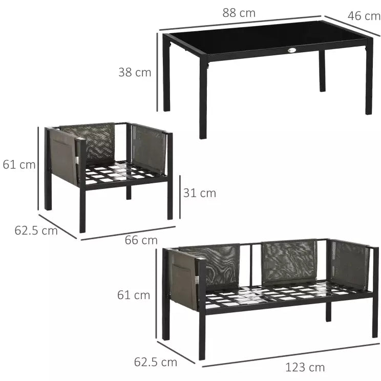 Outdoor Conversation Sets with Padded Seating, 4 Piece Steel