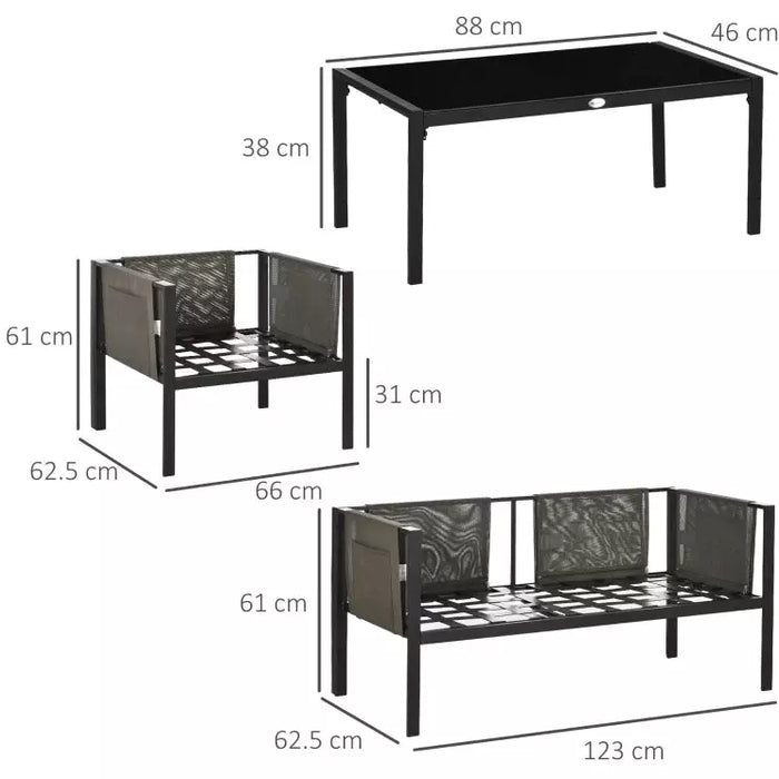 Outdoor Conversation Sets with Padded Seating, 4 Piece Steel