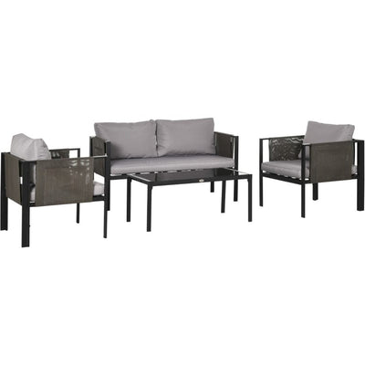 Outdoor Conversation Sets with Padded Seating, 4 Piece Steel Outsunny