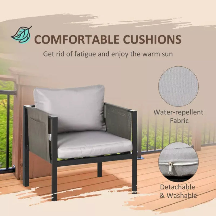 Outdoor Conversation Sets with Padded Seating, 4 Piece Steel