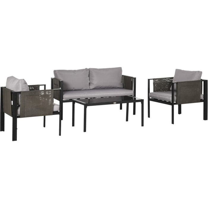 Outdoor Conversation Sets with Padded Seating, 4 Piece Steel