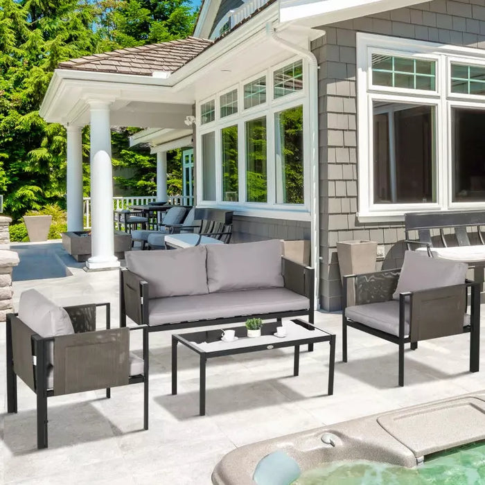 Outdoor Conversation Sets with Padded Seating, 4 Piece Steel