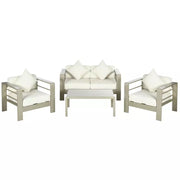 Garden Furniture Sofa and Table, Gold Frames, Cream Cushions Outsunny