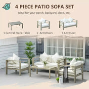 Garden Furniture Sofa and Table, Gold Frames, Cream Cushions Outsunny