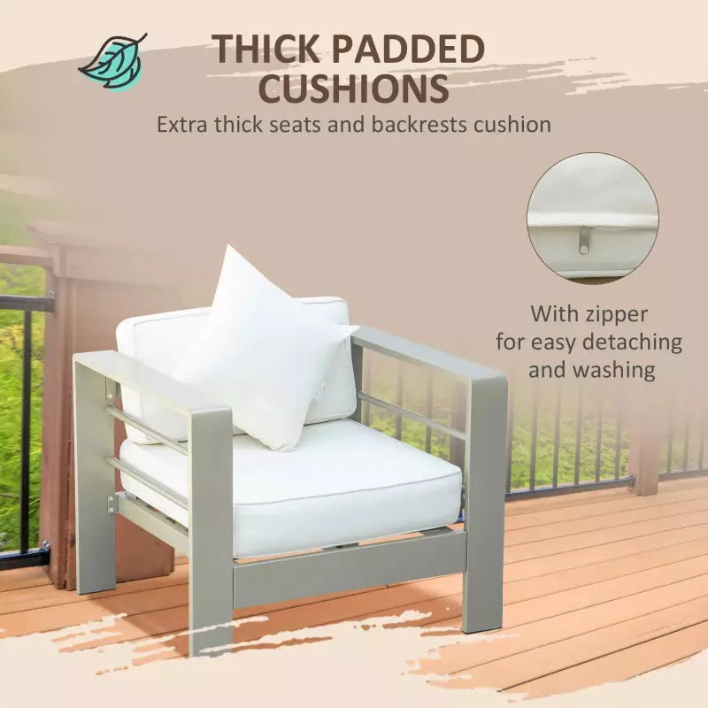 Garden Furniture Sofa and Table, Gold Frames, Cream Cushions Outsunny
