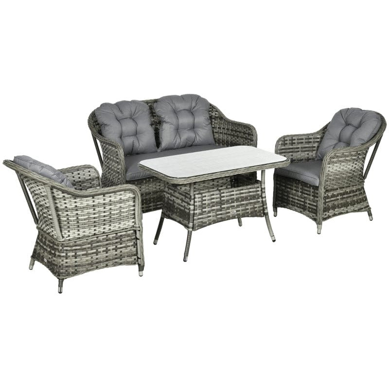 4 Piece PE Wicker Garden Furniture Set