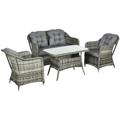 4 Piece PE Wicker Garden Furniture Set Outsunny