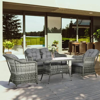 4 Piece PE Wicker Garden Furniture Set Outsunny