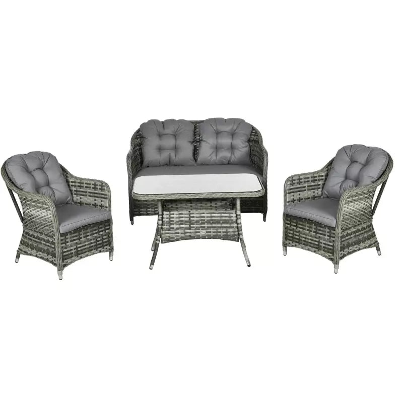 4 Piece PE Wicker Garden Furniture Set