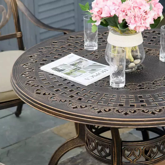 Vintage 4 Seater Cast Aluminium Dining Set With Cushions