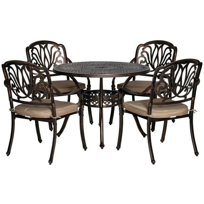 Vintage 4 Seater Cast Aluminium Dining Set With Cushions