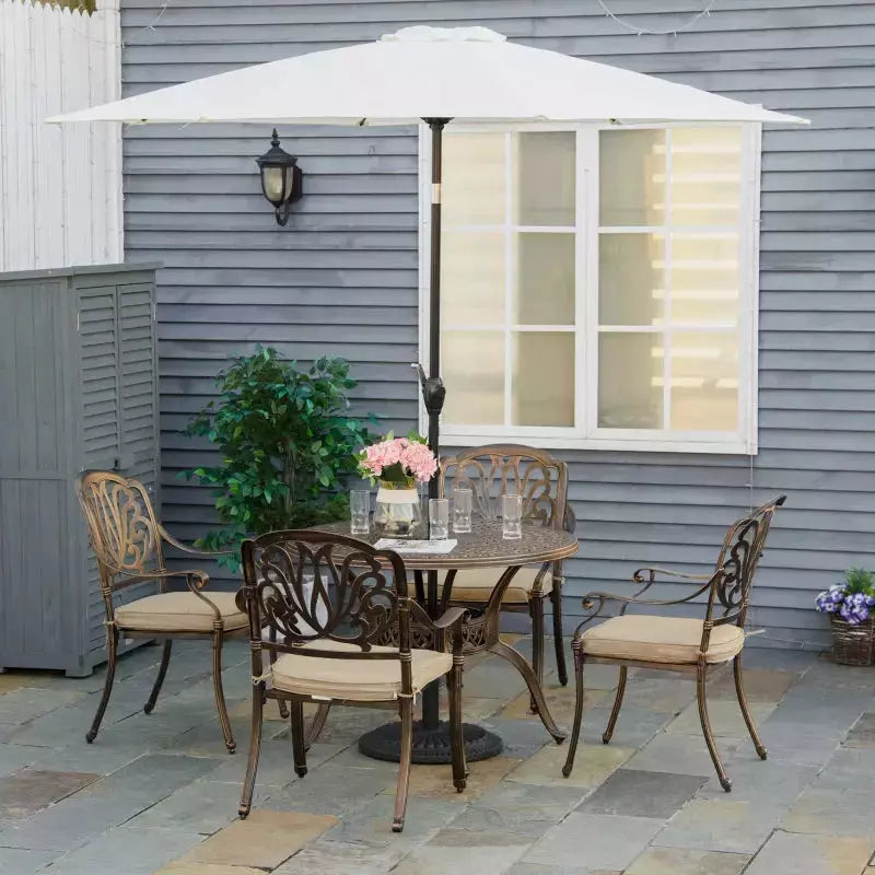 Vintage 4 Seater Cast Aluminium Dining Set With Cushions