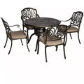 Vintage 4 Seater Cast Aluminium Dining Set With Cushions Outsunny
